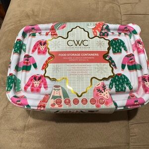 NWT CWC Christmas Food Storage Containers 6 Piece Set ~ Christmas Sweaters